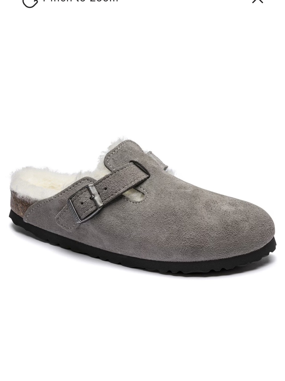 Birkenstock Suede Shearling Clogs - Light Gray